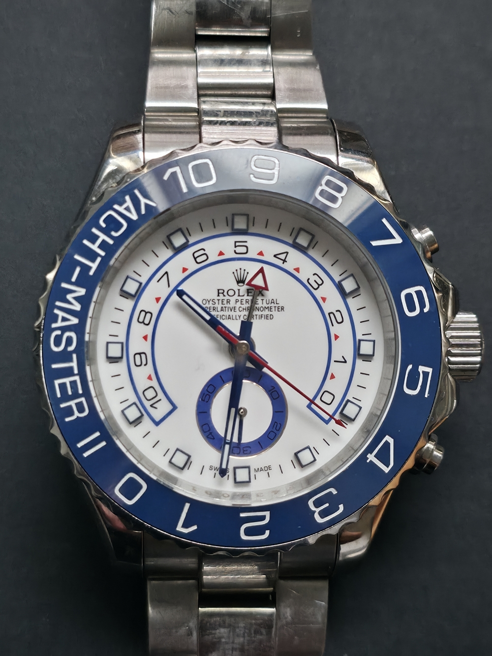 Rolex Men Swim Yacht-Master II White Dial Blue Bezel